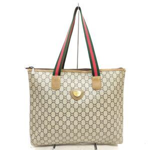 Authentic GUCCI PLUS Tote Bag Brown PVC 1188029